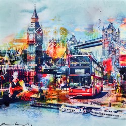 Roll With It by Paco Raphael - Original Glazed Mixed Media on Aluminium sized 32x32 inches. Available from Whitewall Galleries